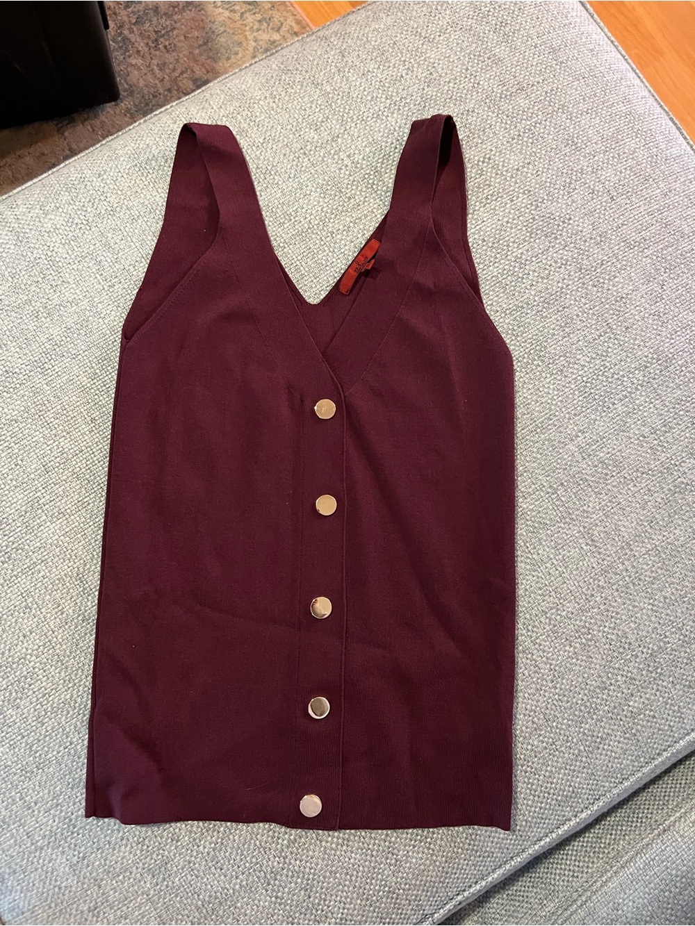 Tank V-Neck Button-Front Tank Top - Burgundy